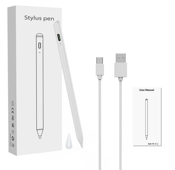 INF Genopladelig stylus pen med tynd spids 1,45 mm Hvid