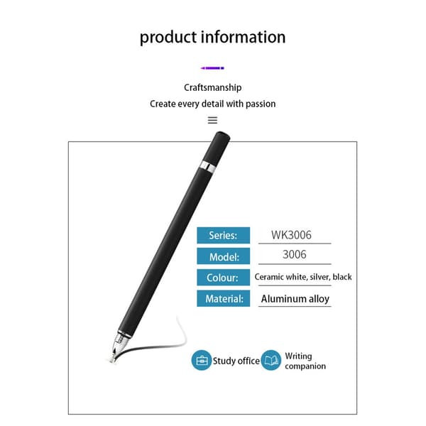 INF 2 i 1 Stylus penna med skrivfunktion svart