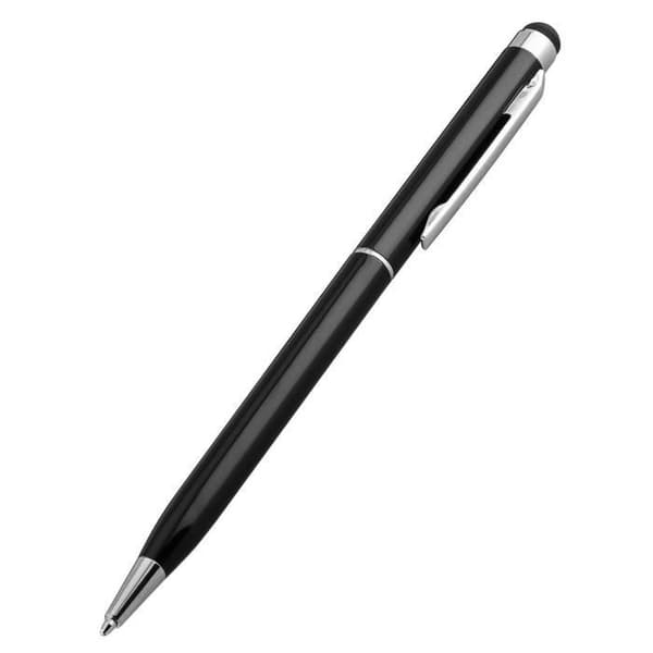 Stylet för pekskärm - Universell - Svart - Silikonspets - Inbyggd kulpenna - 11g