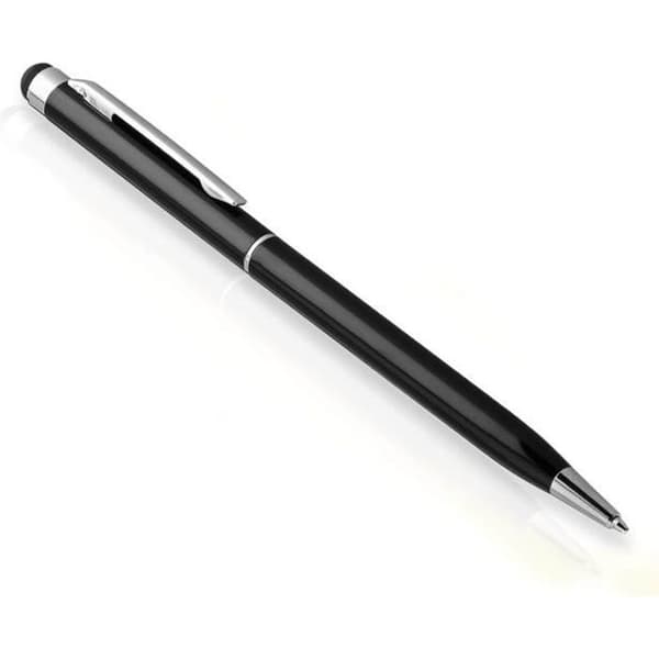 Stylet för pekskärm - Universell - Svart - Silikonspets - Inbyggd kulpenna - 11g