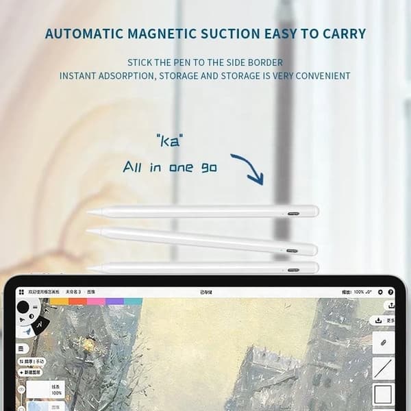 INF Kapasitiv iPad-penn med batteriindikator og hurtiglading Hvit