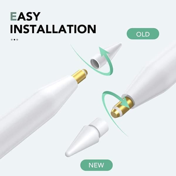 Silikonspetsar för Apple Pencil, set med 4 pennor för Apple iPad Pro, kompatibel med Apple Pencil 1:a och 2:a generationen