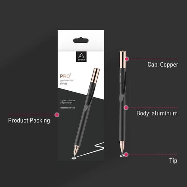 Stylet - Adonit - Jot Pro 4 - Silver - Aluminium - Kompatibel med alla pekskärmar