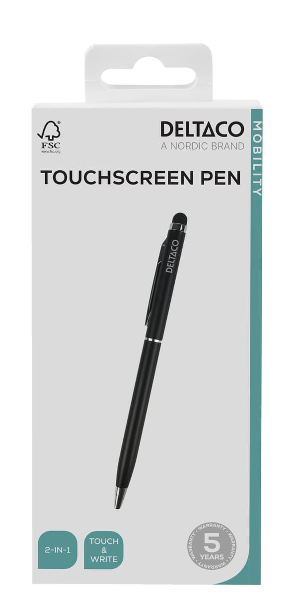 2-in-1 pen, write with ink and use for touch screens, black