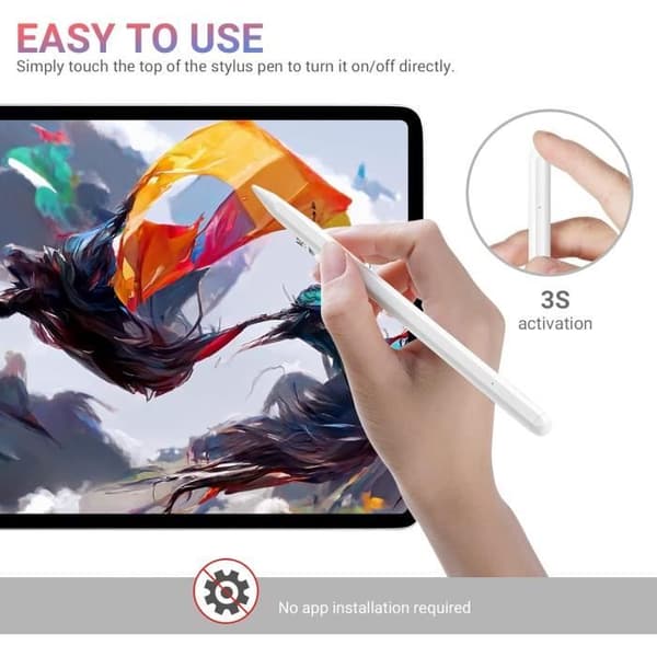 Aktiv stylus - OBERSTER - Kompatibel med iPad Pro/Air/Mini - Fin spets - Palmavvisning - Magnetisk lutning