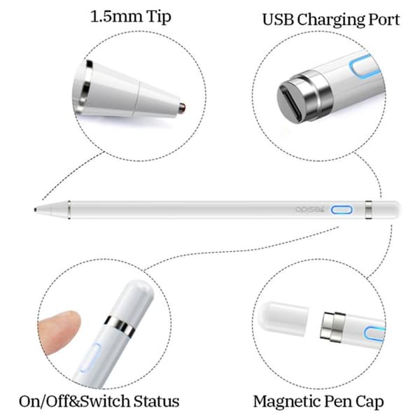 Stylet Capacitiv, 140mAh, Micro-USB, för Android, iOS - Yesido (ST05) - Vit