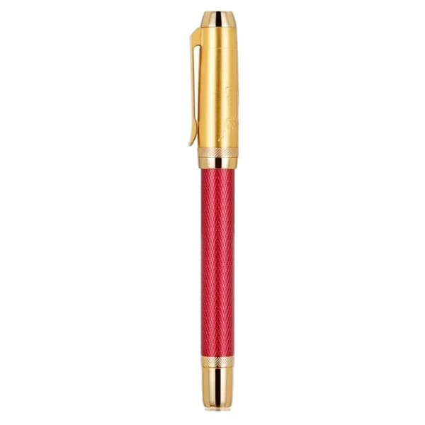 Fountain Pen, Glat Skriveklip, Luksuriøs Metallegeme,Guld-Rød