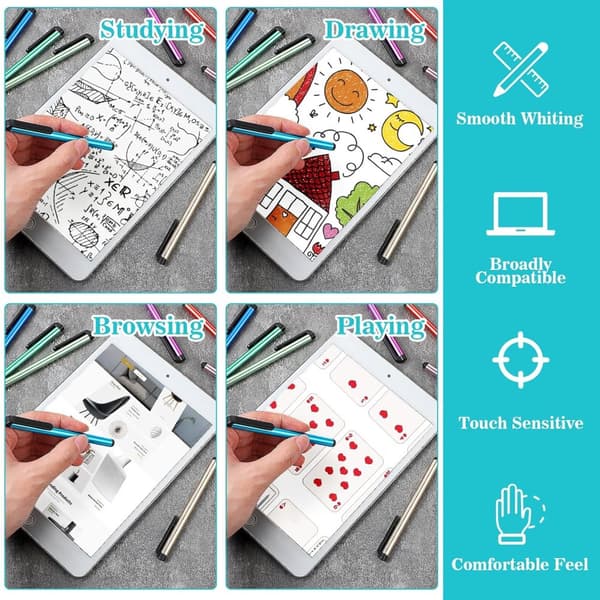 10-pak Touch Pen til mobil og tablet, farverige stylus penne
