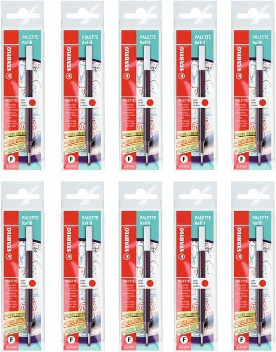 Stabilo stylus - 268/040-01 - rullpenna patron - Lot x 10 refills för gel bläckpenna - Palett - röd