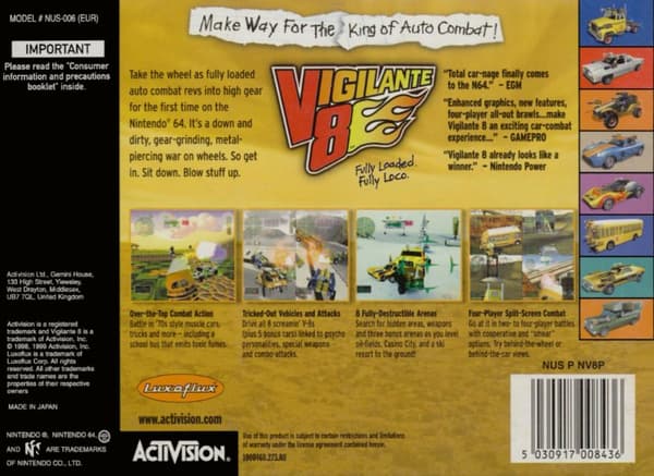 Vigilante 8 - Nintendo 64/N64 - PAL/EUR - Cart Only