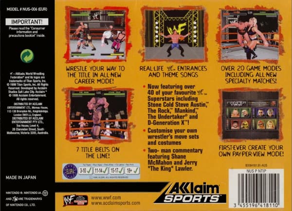 WWF Attitude - Nintendo 64/N64 - PAL/EUR - Cart Only
