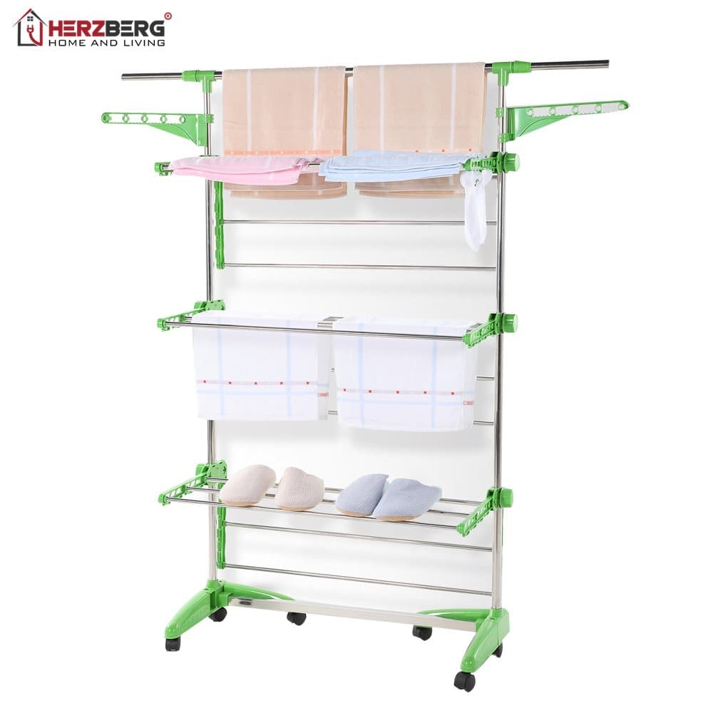 Herzberg HG-5015: Tøj rack med hjul - Grøn