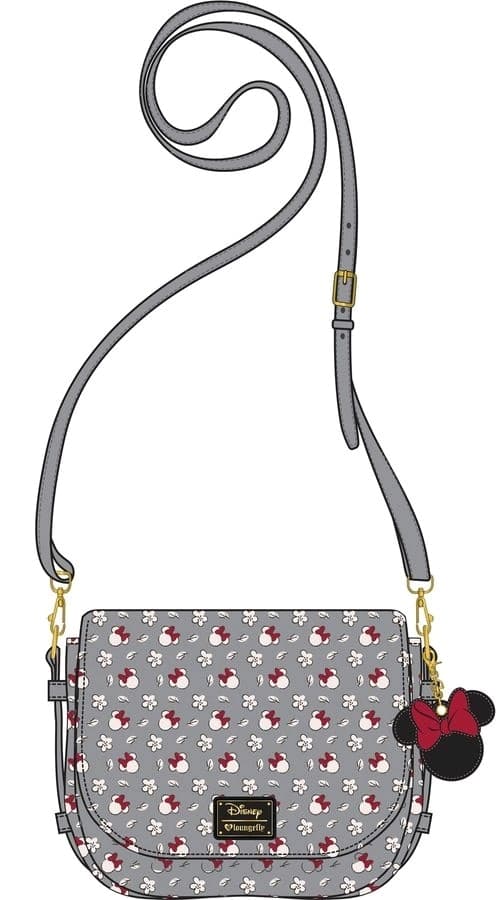 Loungefly Disney Minnie Sm Gray Aop Xbody Bag