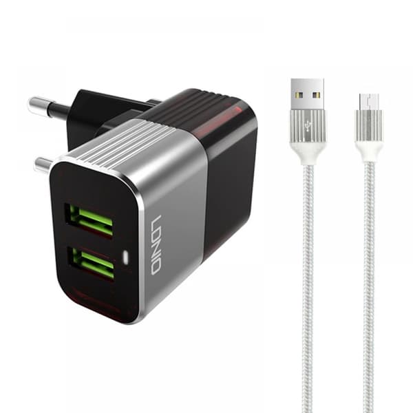 Ldnio Set Adapter A2206 220v 2x Usb 2,4a + Micro Cable