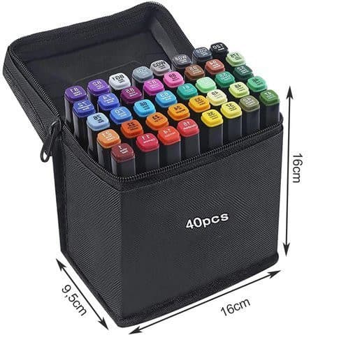 Dubbelsidiga tuschpennor mixade färger - 40 stycken set
