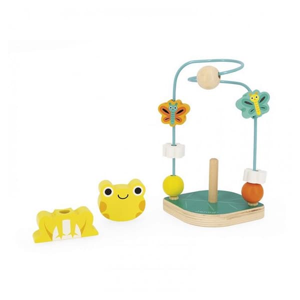 Looping Wooden Frog JANOD - 1 Looping och 1 Stapelbar - FSC TM Produkt - Från 12 månader