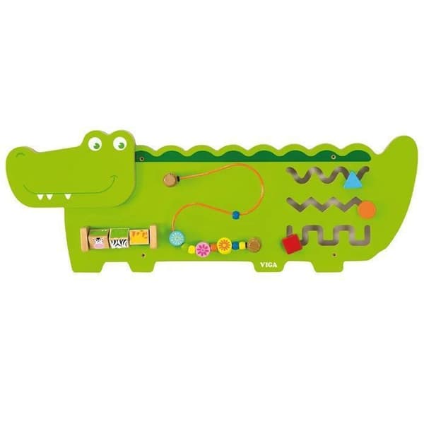 Väggaktivitetspanel - Viga Toys - Krokodil - Finmotorik - Lärande - 12 månader och uppåt
