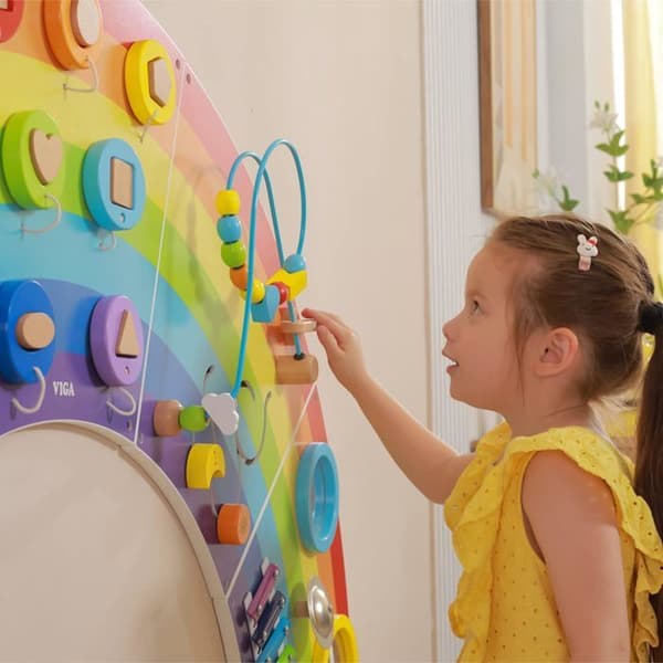 Väggaktivitetspanel - Viga Toys - Regnbåge - 5 sektioner - Finmotorik - 12 månader och uppåt