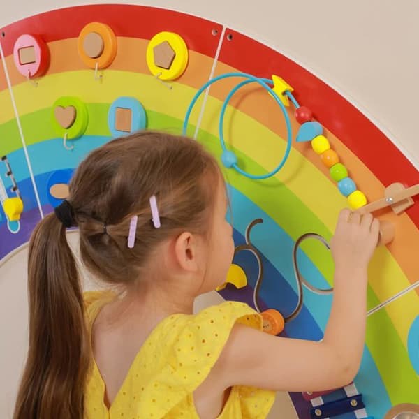Väggaktivitetspanel - Viga Toys - Regnbåge - 5 sektioner - Finmotorik - 12 månader och uppåt