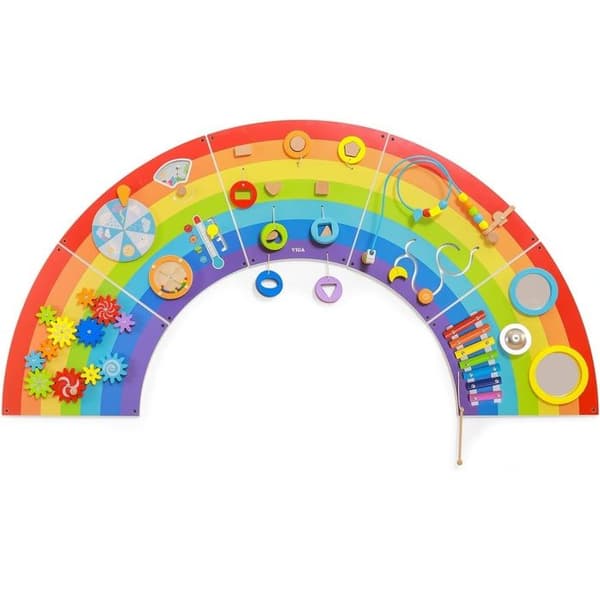 Väggaktivitetspanel - Viga Toys - Regnbåge - 5 sektioner - Finmotorik - 12 månader och uppåt