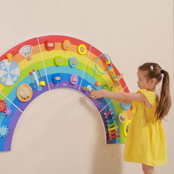 Väggaktivitetspanel - Viga Toys - Regnbåge - 5 sektioner - Finmotorik - 12 månader och uppåt