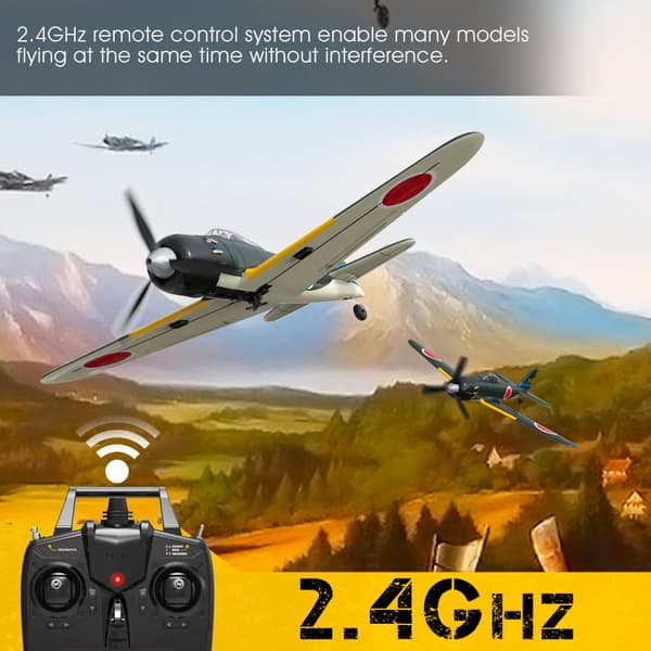 Eachine A6M Zero 2,4 GHz Mini RC -lentokone RTF EPP 400 mm siipiväli 6-akselinen gyro yksi painike U-käännös taitolento, mukana kaukosäädin ja 3 kpl p