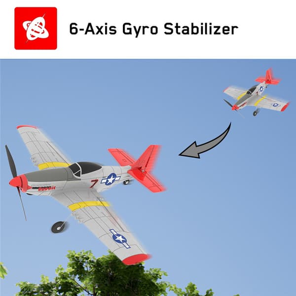 Everyine Mini Mustang P-51D V2 761-5 EPP 400mm vingspann 2,4G 6-axlig gyro RC Flygplanstränare Fixed Wing RTF One Key Return kompatibelt DSM S-BUS-pro