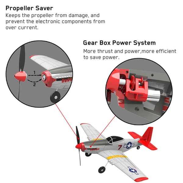 Everyine Mini Mustang P-51D V2 761-5 EPP 400mm vingspann 2,4G 6-axlig gyro RC Flygplanstränare Fixed Wing RTF One Key Return kompatibelt DSM S-BUS-pro