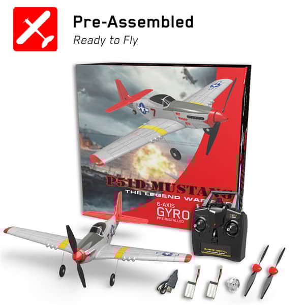 Everyine Mini Mustang P-51D V2 761-5 EPP 400mm vingspann 2,4G 6-axlig gyro RC Flygplanstränare Fixed Wing RTF One Key Return kompatibelt DSM S-BUS-pro