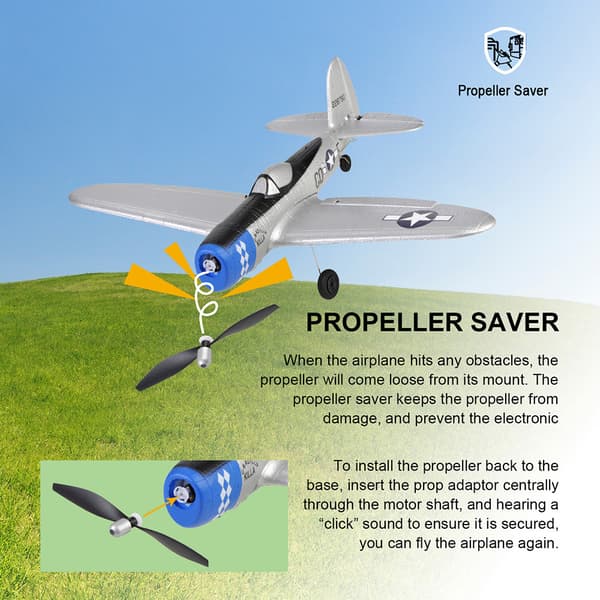 RC Airplane 402mm siipiväli P47 2.4G 4 Channel Performance Remote Control Airplane, top104B Sininen