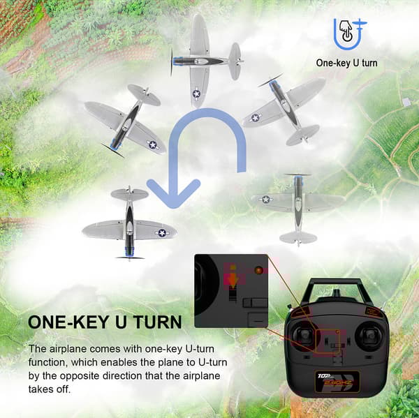 RC Airplane 402mm siipiväli P47 2.4G 4 Channel Performance Remote Control Airplane, top104B Sininen