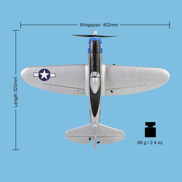 RC Airplane 402mm siipiväli P47 2.4G 4 Channel Performance Remote Control Airplane, top104B Sininen
