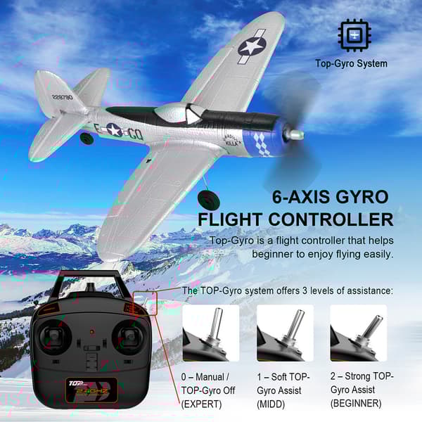RC Airplane 402mm siipiväli P47 2.4G 4 Channel Performance Remote Control Airplane, top104B Sininen