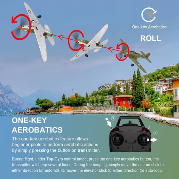 RC Airplane 402mm Wingspan Mini P39 2.4G 4CH Fjärrkontroll Flygplan, top103B Army Green