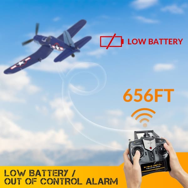 Mini F4U V2 EPP 2.4G 4CH 6-akset Gyro One Key Aerobatics XPilot Stabilization System RC Airplane Glider Warbird RTF med 2 batterier