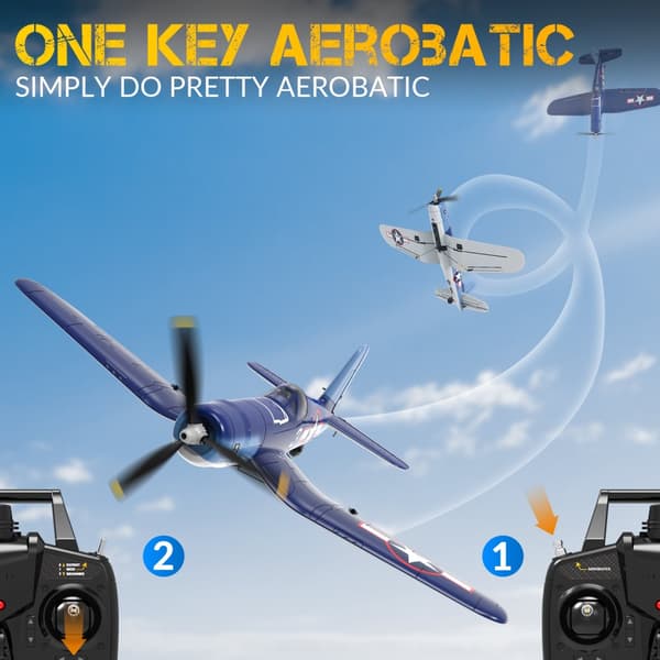 Mini F4U V2 EPP 2.4G 4CH 6-akset Gyro One Key Aerobatics XPilot Stabilization System RC Airplane Glider Warbird RTF med 2 batterier