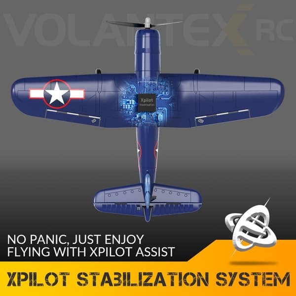 Mini F4U V2 EPP 2.4G 4CH 6-akset Gyro One Key Aerobatics XPilot Stabilization System RC Airplane Glider Warbird RTF med 2 batterier