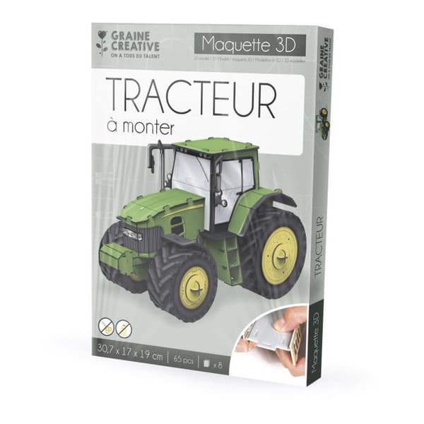 3D-modellpussel - Traktor - 30,7 x 17 x 19 cm - 65 st - Graine Creative vi har alla talang
