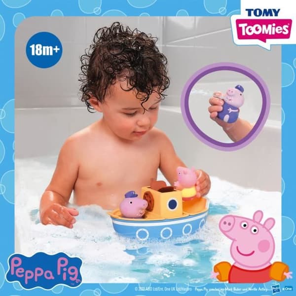 Örlogsbåt i miniatyr - TOMY - Peppa Pig - 12 månader - Gul och blå - Hällare och vattenhjul