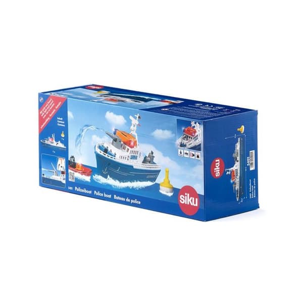 Polisbåt - SIKU - 5401 - Plast - Blå/Vit - Med vattenkanon och ljus