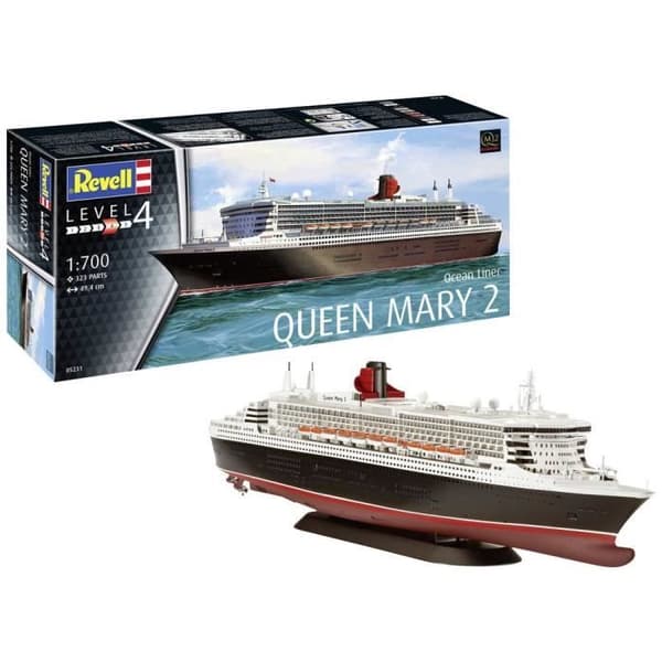 Modell av båt Revell Queen Mary 2 - 1:700 - Vit - 15 år och uppåt - Vuxen - Både män och kvinnor