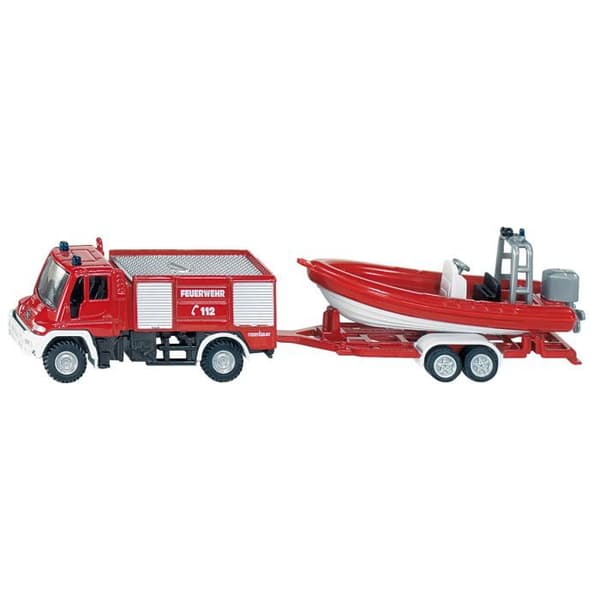 UNIMOG Brandmän med båt - Skala: "1/55" - …