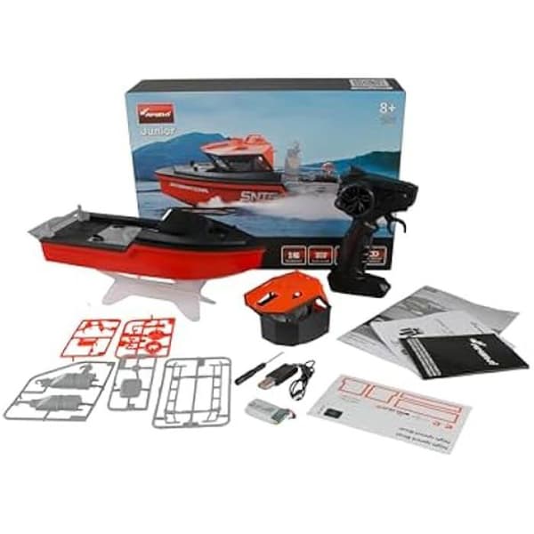 Radiostyrd båt - AMEWI - Modell 320 mm - Röd/ Svart - Brushless-system - Klar att använda