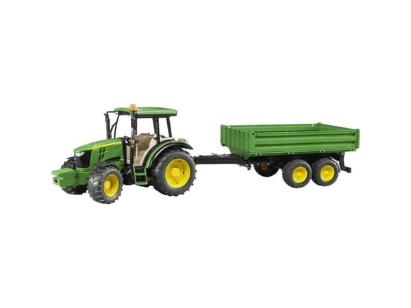 BRUDER John Deere 5115 M with tipping trailer, Modelltraktor, Plast, Svart, Grön, Gul
