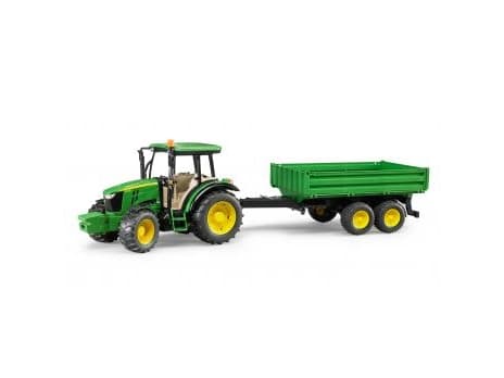 BRUDER John Deere 5115 M with tipping trailer, Traktor, Plast, Sort, Grønn, Gult