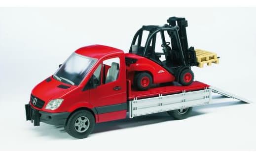 BRUDER Professional-sarja - Linde-trukki H30D, jossa on 2 lavaa