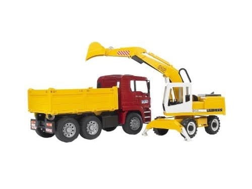 Bruder MAN TGA construction truck and Liebherr Excavator toy