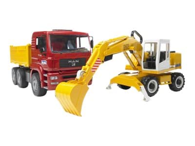 Bruder MAN TGA construction truck and Liebherr Excavator toy