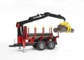 Miniatyrbilde 4 av 5: Bruder Forestry trailer with loading crane, 4 trunks and grab toy