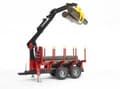 Miniatyrbilde 5 av 5: Bruder Forestry trailer with loading crane, 4 trunks and grab toy